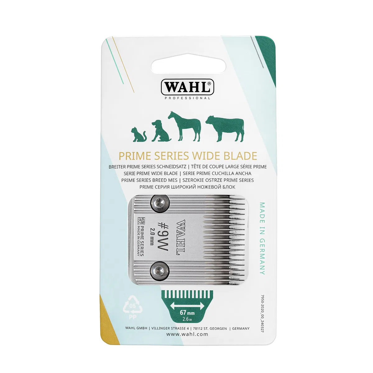 Wahl Prime Series Cuchillas, #9W, 2.0mm, Dientes Completos, Juego Cuchillas Cortapelos, Recambio Cuchillas, Recambios Cortapelos, Acero Inoxidable, Resistente al Óxido, Corte Preciso
