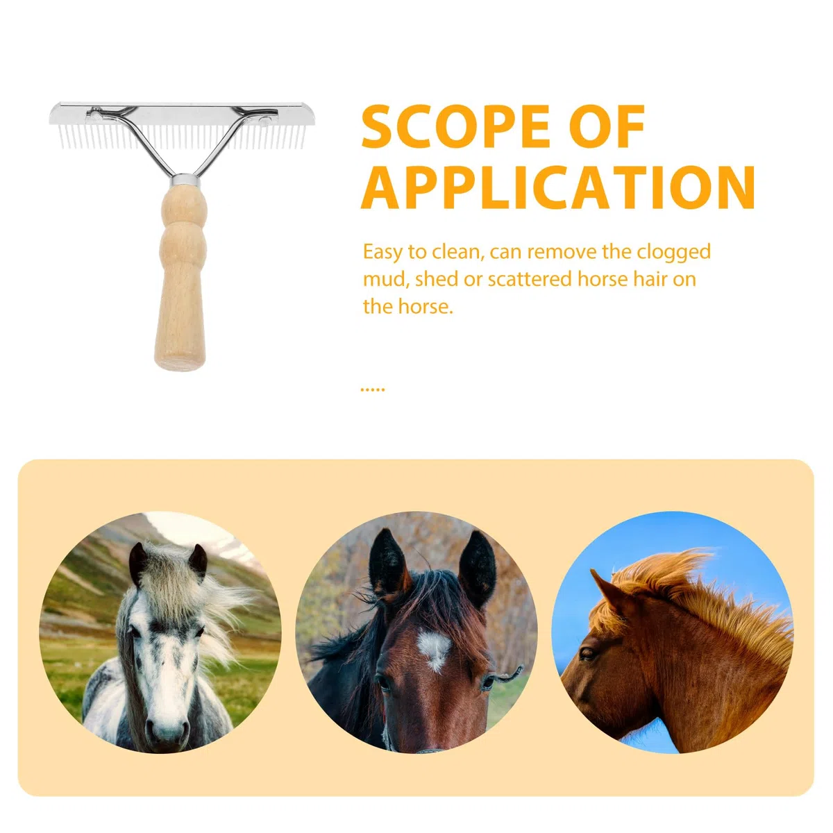 balacoo 3 peines de rastrillo de uñas de caballo, peine de pelo de caballo duradero, peine de acero para pelo de mascotas, herramienta de extracción de melena de mascotas, cepillo de pelo de caballo,