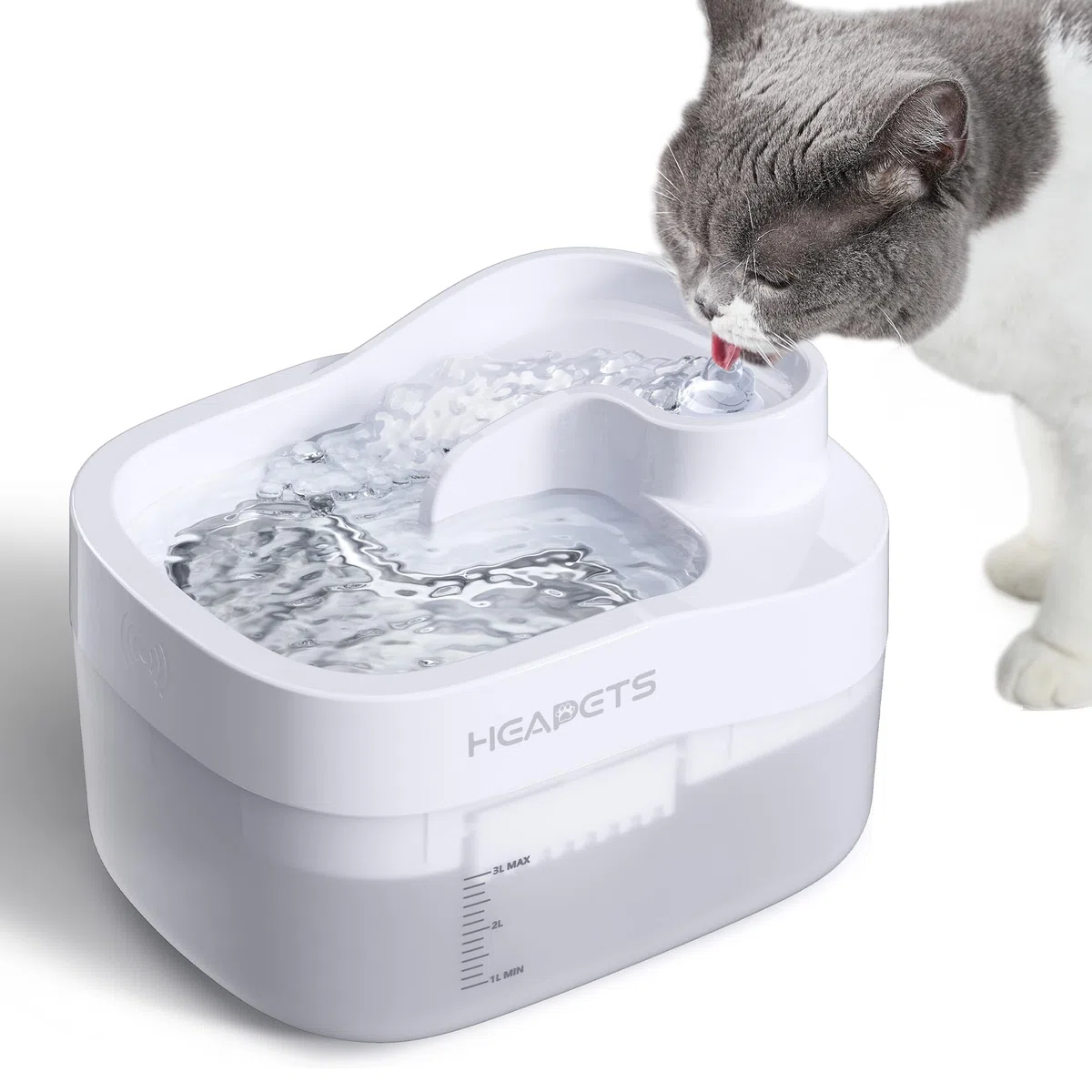 Dockstream - Fuente de agua para gatos, 3L/2,863.3 g, dispensador automático de agua para mascotas, para gatos, perros, beber con filtro de repuesto, bomba silenciosa, bandeja de acero inoxidable y