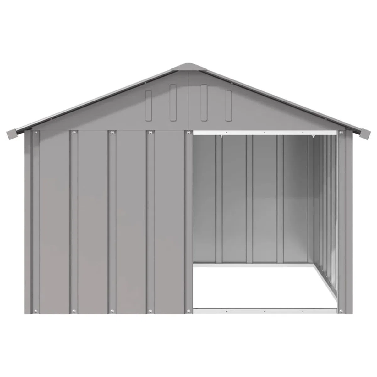 IKAYAA Caseta para Exteriores Grande, Caseta para Perros Acero Galvanizado 116.5 x 103 x 81.5 cm Gris