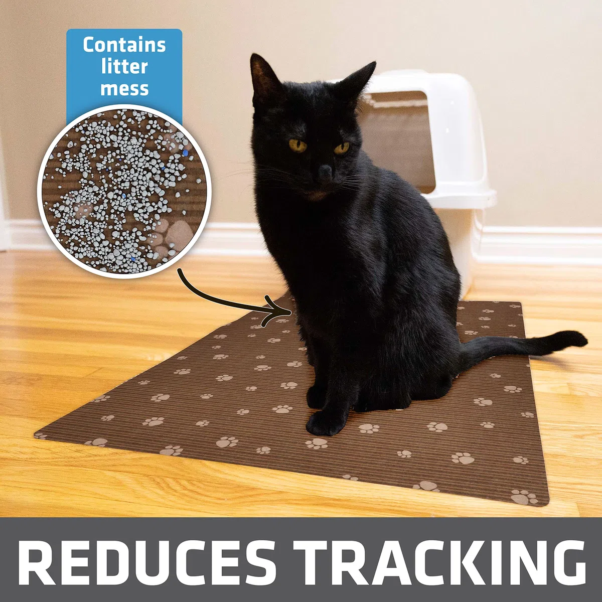 Drymate Tapete original para arena para gatos, contiene desorden de la caja, protege los suelos, a prueba de orina, lavable a máquina, suave para las patas de gatito, absorbente, impermeable