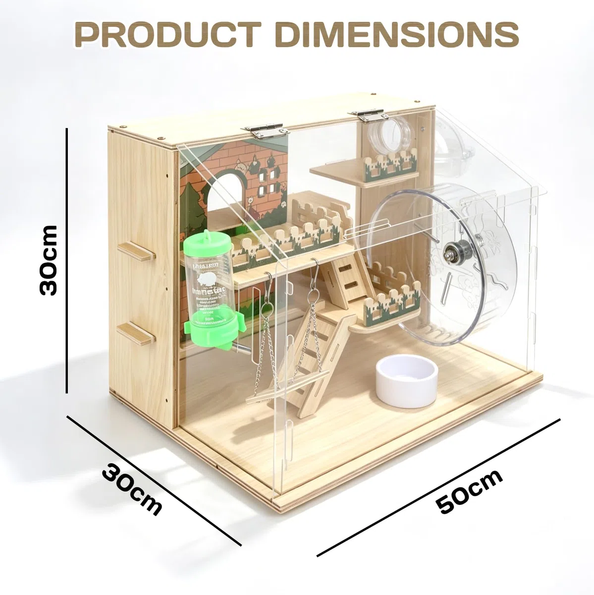 Jaula Grande de Madera para Hámster, con Plataforma y área de Juego