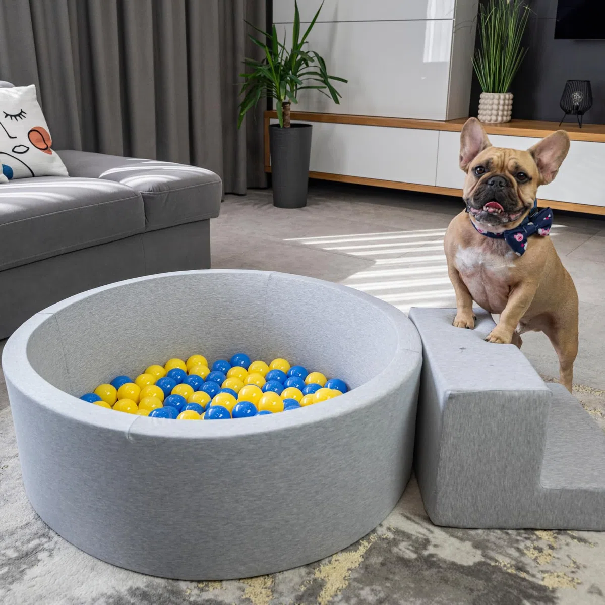 Piscina para Perros De Bolas, Suave Espuma Piscine para Gatos Piscina De Bolas Redonda Mascotas, 70X30cm/150 Bolas, Gris Claro: Blanco/Gris/Rosa Claro