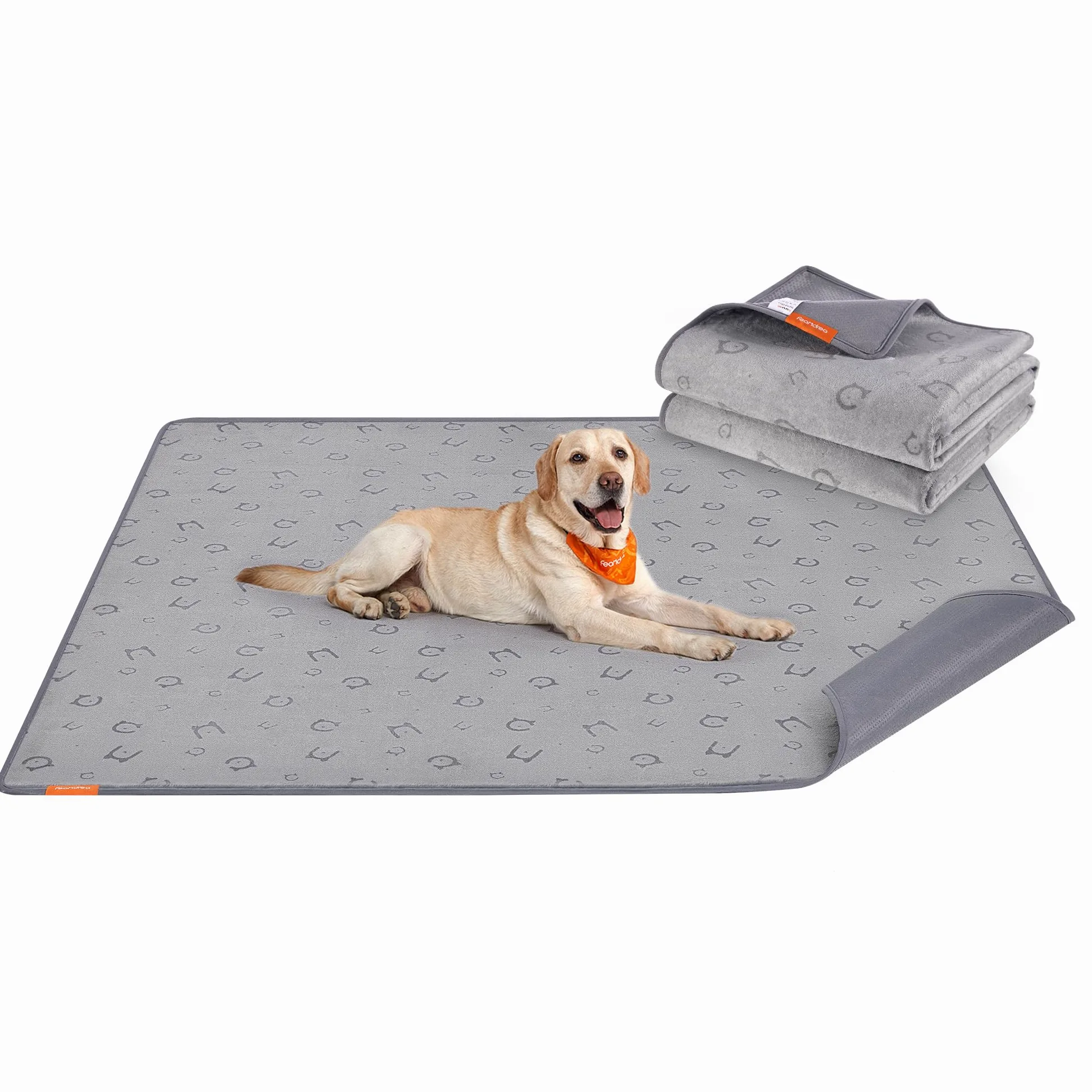 Feandrea Alfombrilla Absorbente Lavable para Perros, 2 Paquetes, Reutilizable, 183 x 183 cm, XXXL, Alfombrilla para Mascotas, Antifugas, Antideslizante, Perros, Gatos, Conejos, Gris Paloma PTD005G01