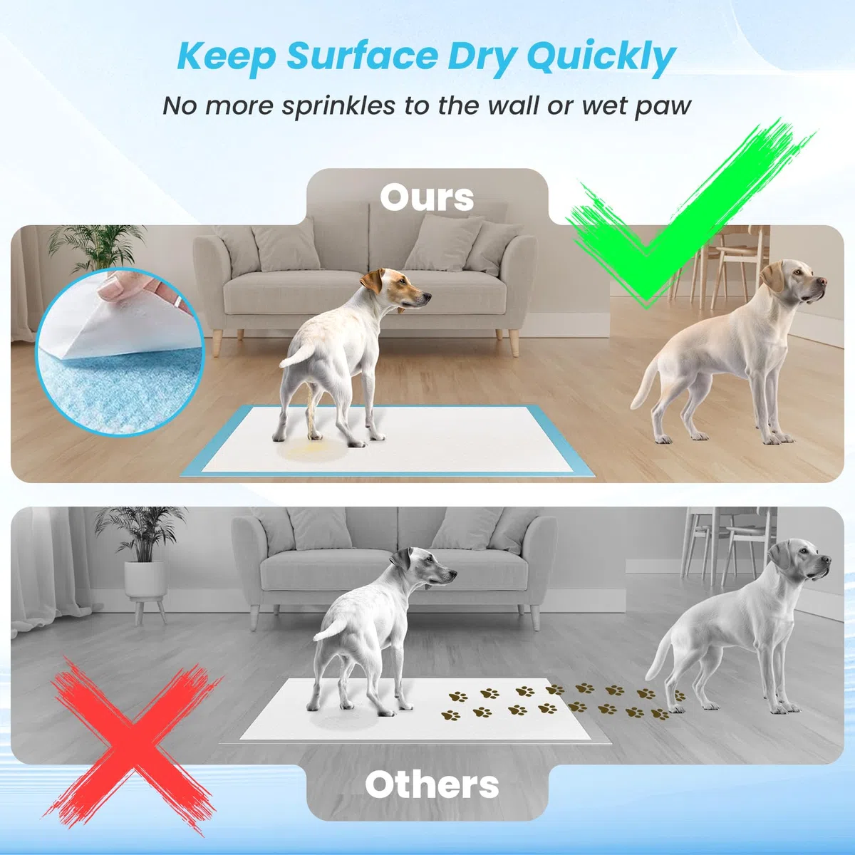 Almohadillas para orina de cachorros para perros, 32 x 36 pulgadas, extragrandes, 60 unidades, a prueba de fugas y súper absorbentes, almohadillas desechables gruesas para entrenamiento de cachorros y