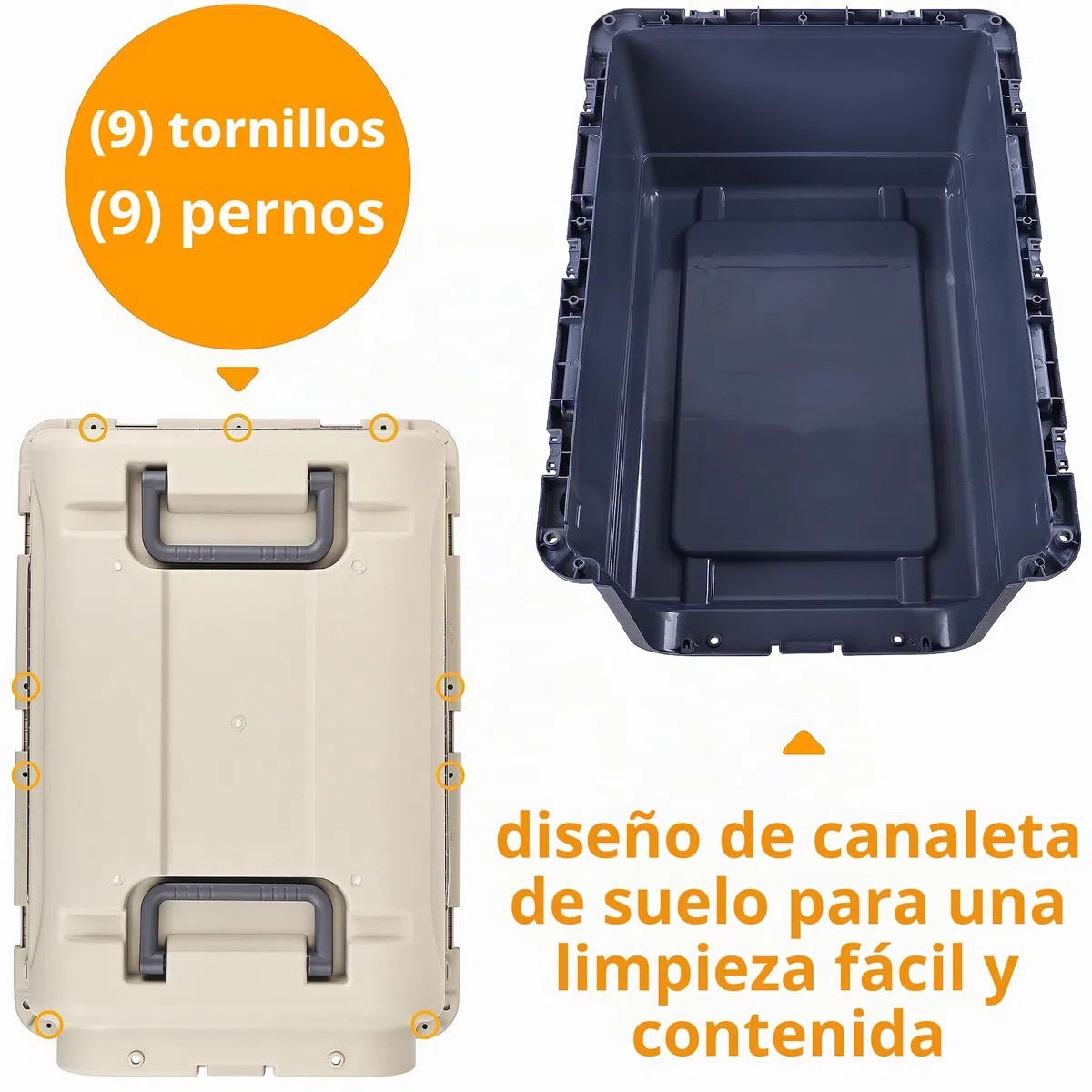 Elevon Transportador de Mascotas de plástico con Ruedas Aprobado por aerolíneas con Puerta de Alambre para Perro, Grande (78 cm de Largo x 54 cm de Ancho x 57.9 cm de Alto)