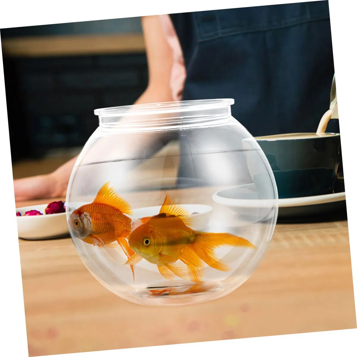 Toyvian Acuario Redondo Transparente Pequeño para Peces Pecera Decorativa de Plástico Resistente Pecera de Escritorio para Decoración de y Oficina