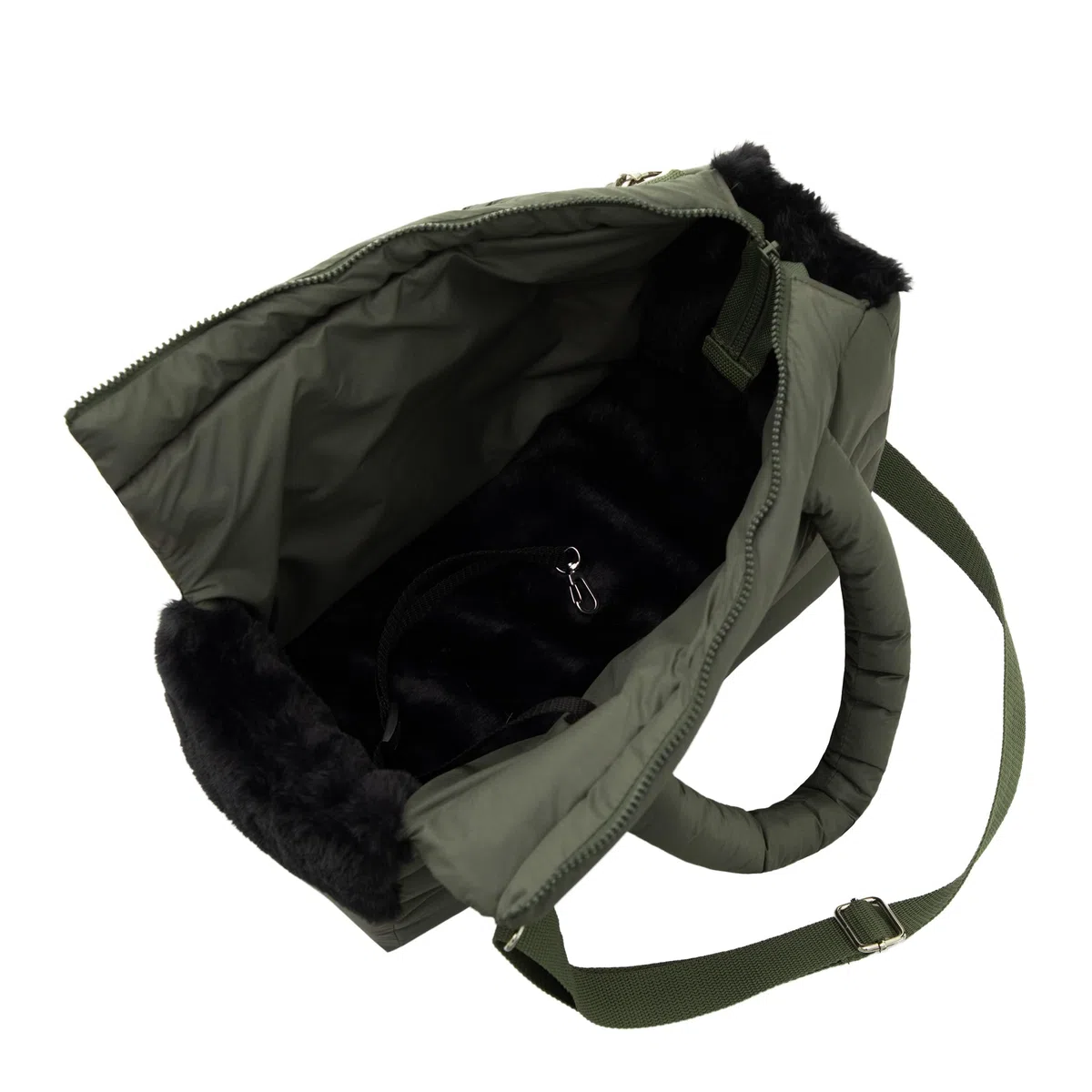 Bolsa de transporte para perros y gatos – Bolsa de viaje para perros, bolso de hombro para mascotas con banda elástica con mosquetón, hasta 8 kg, color verde oliva