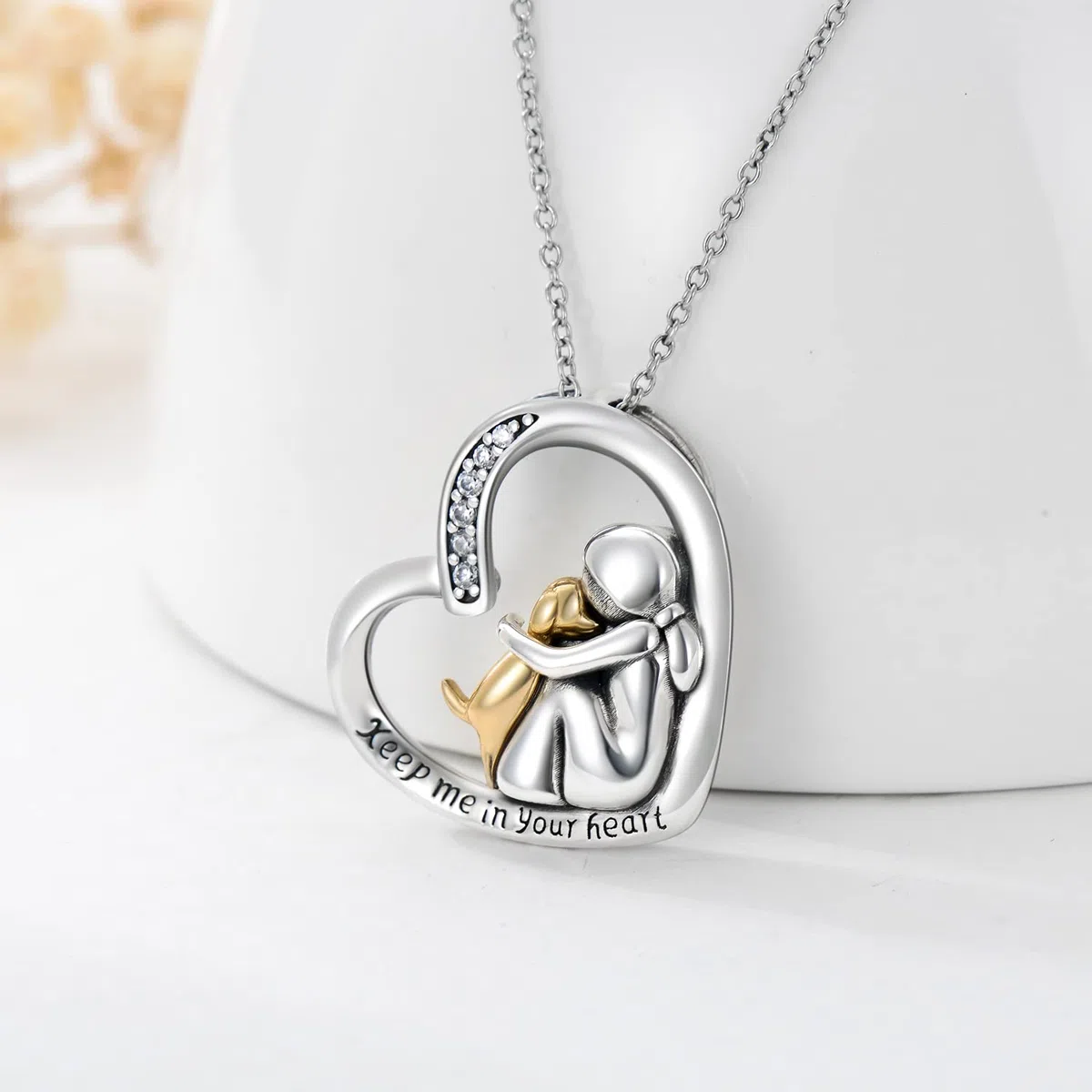 CHENGHONG Collar de perro de plata de ley 925 con colgante de cenizas para perro, collar de urna para cenizas, recuerdo, regalos conmemorativos, joyería temática de perro