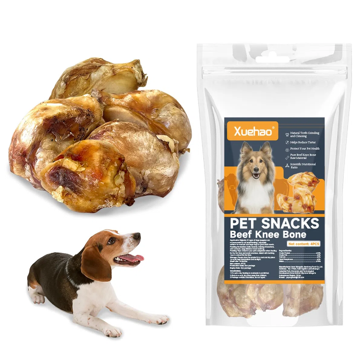 Xuehao Juguete de dentición de hueso de rótula para perros, dental de larga duración, para perros pequeños, medianos y grandes