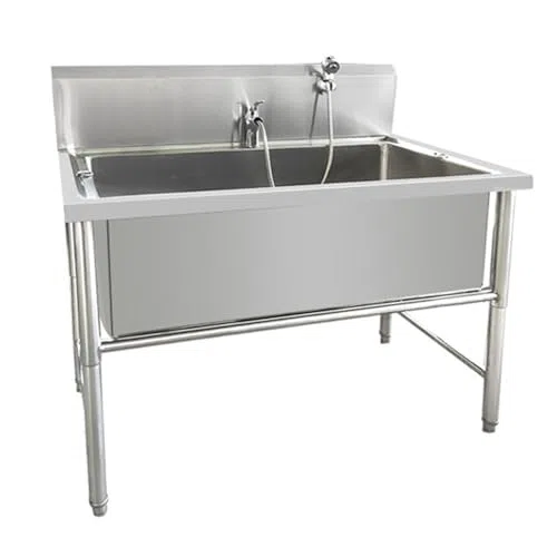 Estación de lavado de perro de acero inoxidable, casa de dormitorio profesional de mascotas, pesado baño de baño para casa Salón, Fácil superficialidad limpia, Aditable para grandes mascotas medianas,