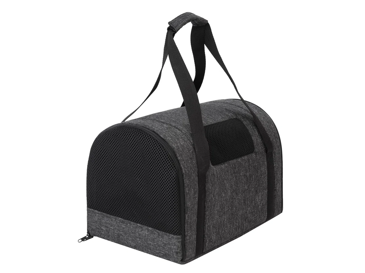 Bolsa de transporte para gatos, bolsa de transporte para mascotas, plegable, para perros o gatos, color negro jaspeado, tamaño 1: 27 x 39 x 28 cm