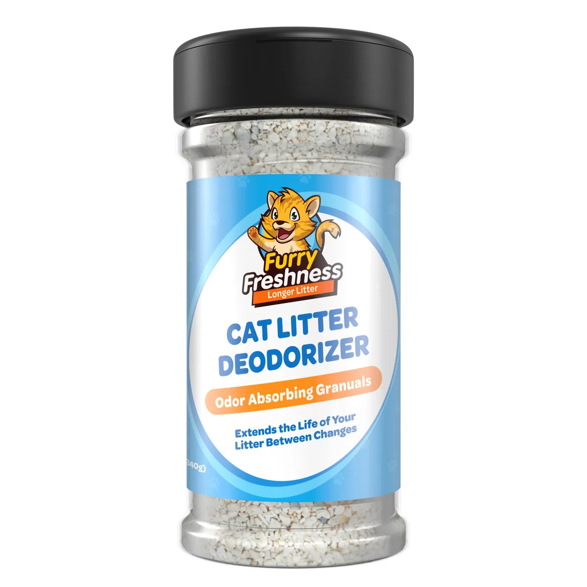 FurryFreshness Desodorante de arena para gatos y eliminador de olores de caja de arena, funciona con todas las camadas para aumentar la vida útil de tu arena, fabricado en Estados Unidos, no tóxico