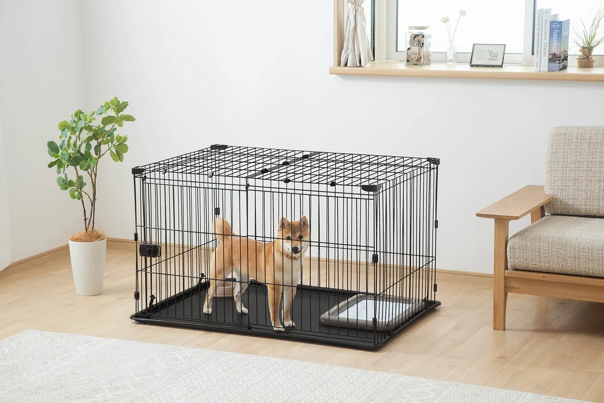 Iris Ohyama Parque para Perros con Puerta y Cerradura, H66cm, Marrón, Techo, Jaula Gatos, Vallas, Corralito, para para Interiores, Exteriores, Conejo, Cercado, Corral Perro, Mascotas, STS-1200TY