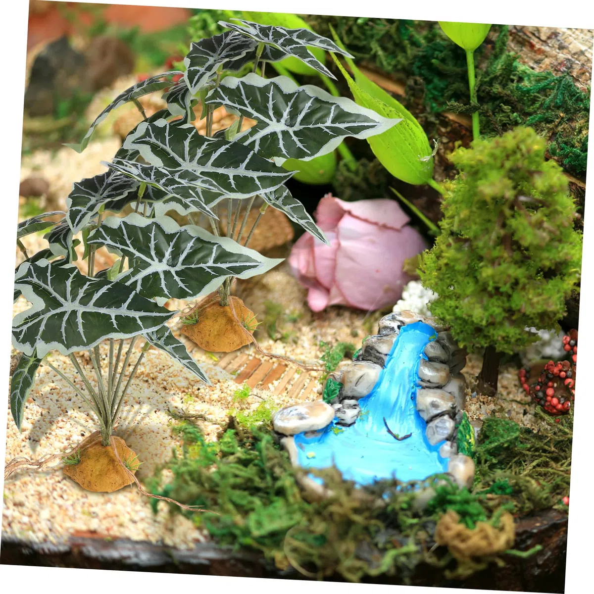 Angoily 4piezas Plantas Artificiales De Simulación para Reptiles y Acuarios Decoraciones De Terrario Base Estable De Adornos Naturales para Peceras y Terrarios