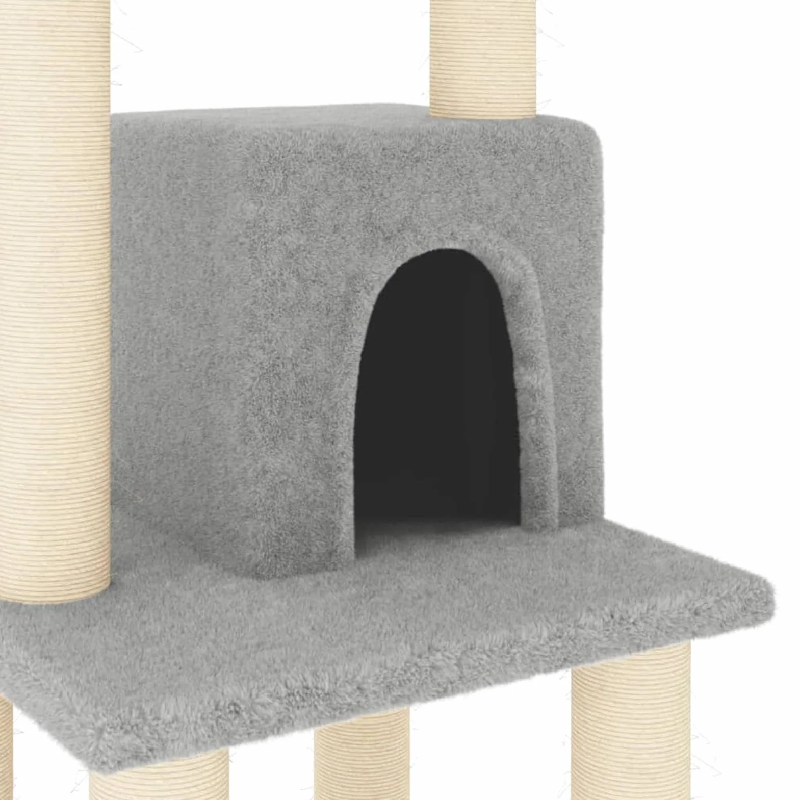 LAPOOH Rascador para Gatos con Postes de sisal, Arbol para Gatos, Gatos Accesorios, Arranhador para Gatos, Arbol Rascador Gatos, Gris Claro 105 cm