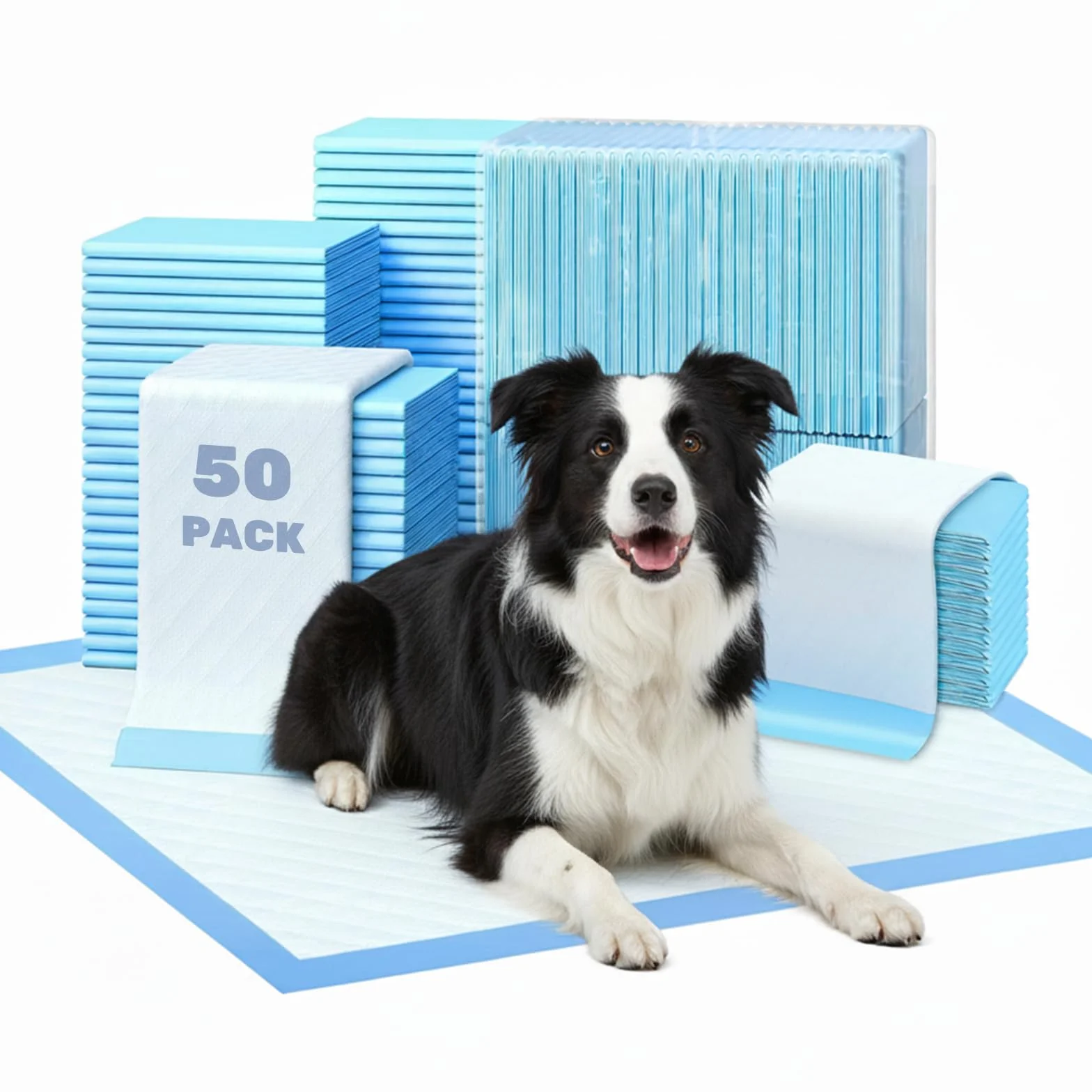 ScratchMe Almohadilla de Entrenamiento Impermeable súper Absorbente para Perros y Cachorros, Almohadilla para Mascotas, 50 Unidades, tamaño pequeño, 17.1 x 23.6 Pulgadas, Azul
