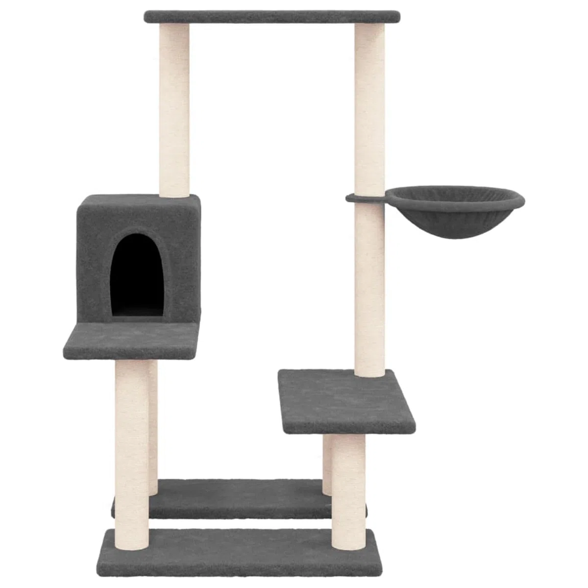 ShGaxin Rascador para Gatos con Postes de sisal, Rascador Gato, Arbol Rascador para Gatos, Gatos Accesorios, Torre Gatos, Arranhador para Gatos, Casa para Gatos, Gris Oscuro 94,5 cm