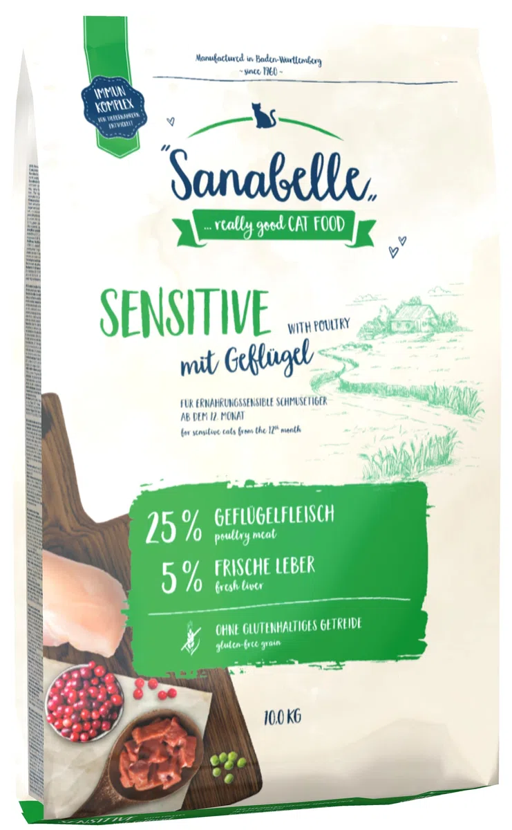Sanabelle Sensitive con carne de ave | Alimento seco para gatos nutricionalmente sensibles | 1 x 10 kg