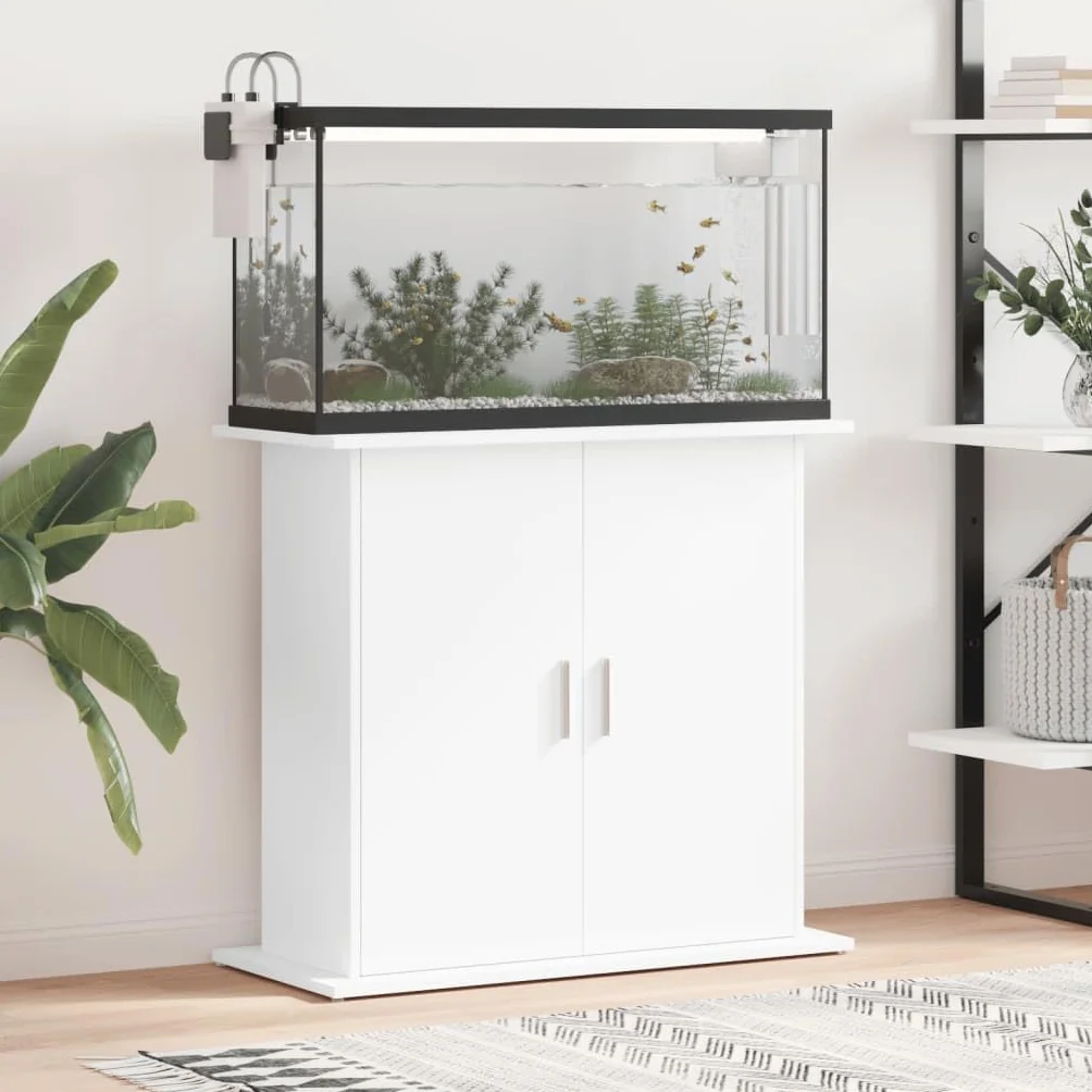 Soporte para acuario, material de madera, 81 x 36 x 73 cm, armario inferior estable con espacio de almacenamiento y compartimentos para puertas, estantería y muebles para acuario, ahorro de
