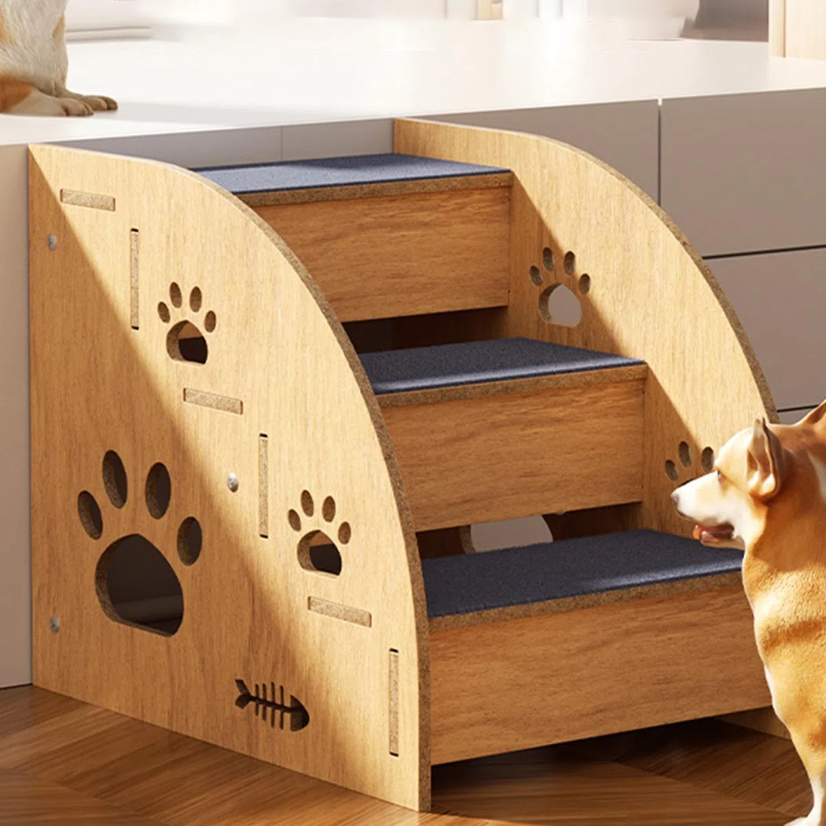 Escaleras de cama para perros – Escaleras para gatos interiores, escaleras antideslizantes de madera para mascotas | Escalones de cama alta para mascotas pequeñas, medianas y grandes, escalones