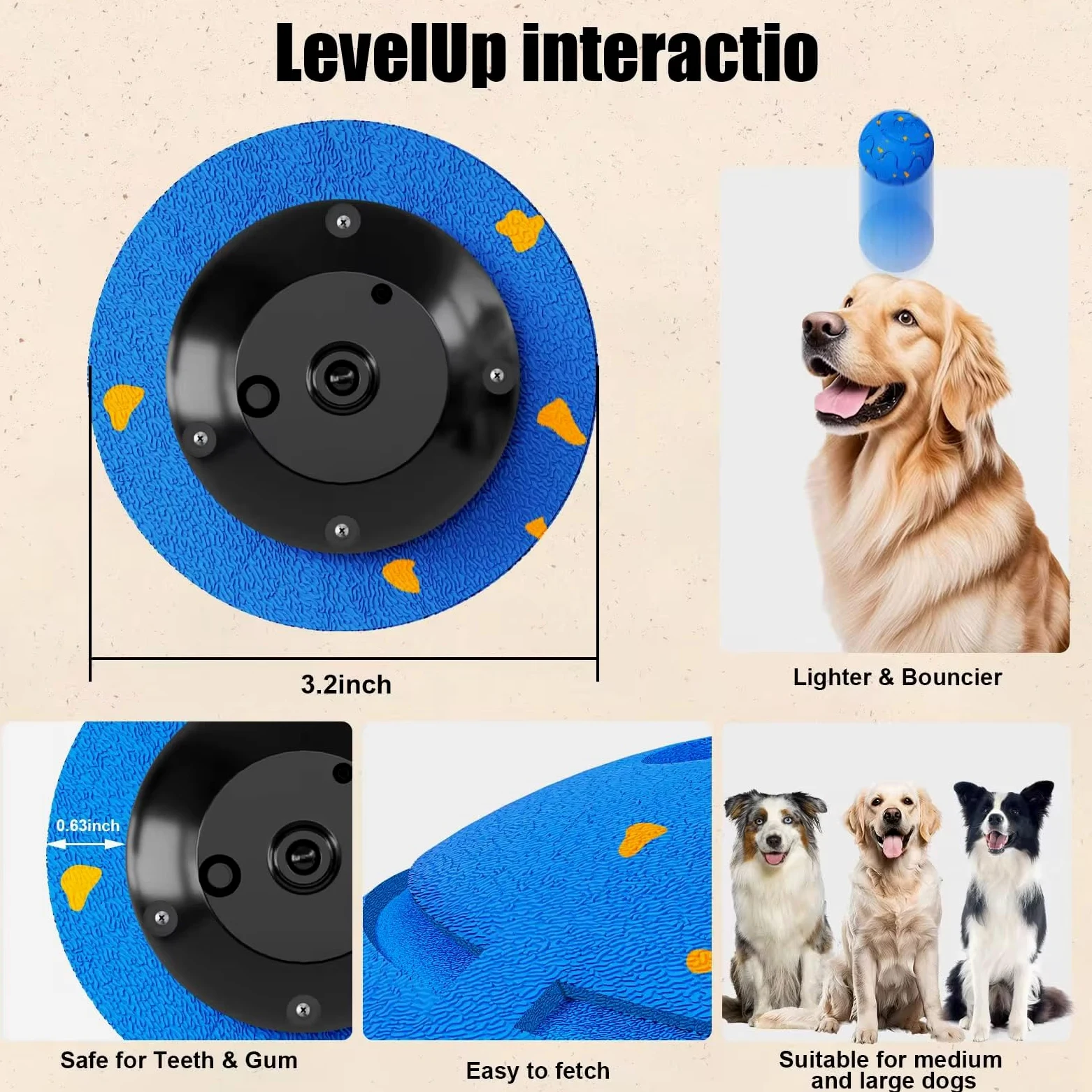Dog Wicked Ball, juguete interactivo para perros, bola de perro eléctrica con 3 modos, material E-TPU, activación automática por movimiento, recargable USB-C, para perros tamaño M-L, impermeable IP54
