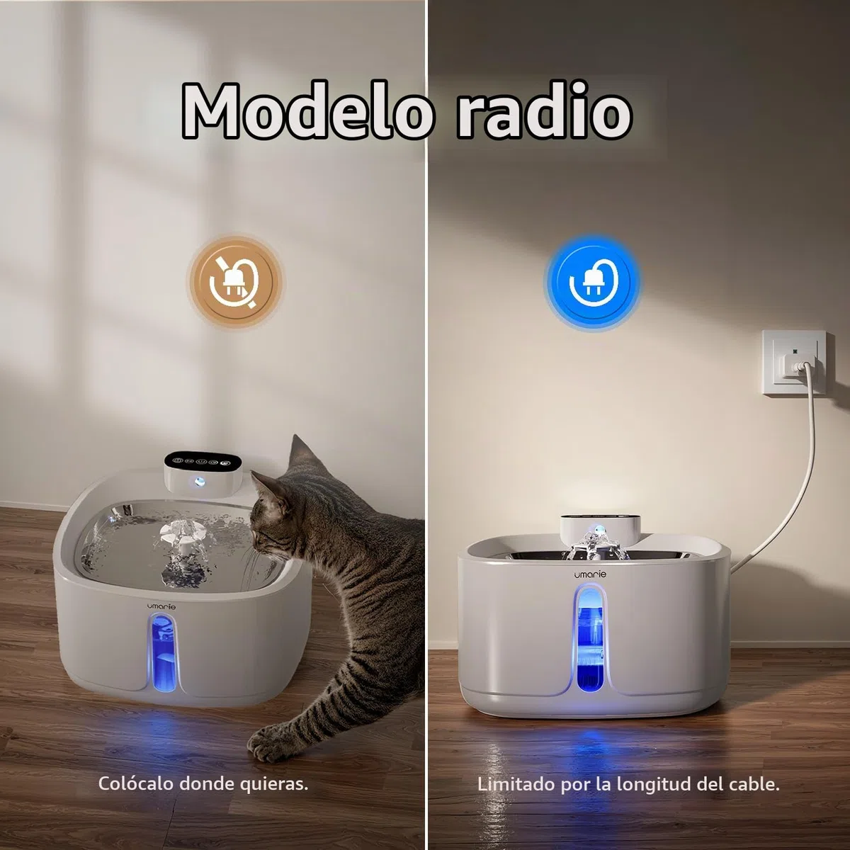 Fuente para Gatos Sin Cable con Sensor de Movimiento - 7 Filtros + 3 Esponjas - 3,2L Ultra Silenciosa (25 dB) Bebedero Gatos y Perros pequeños, Inalambrico, Batería Recargable 4000 mAh