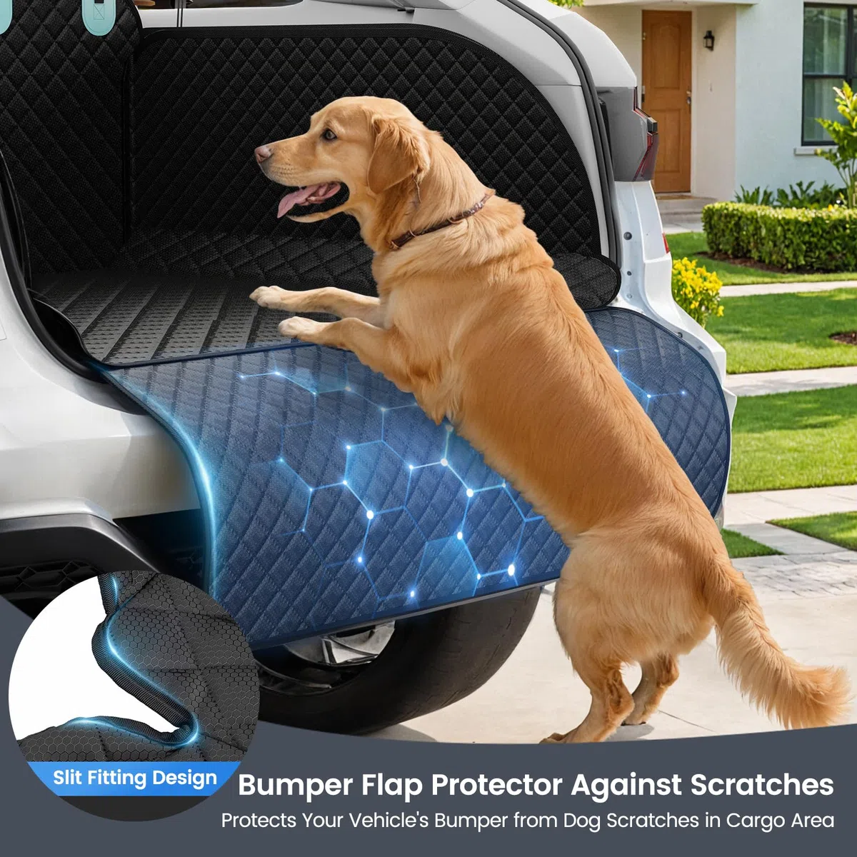 Funda para compartimiento de carga SUV para perros con paneles laterales más altos, cubierta impermeable para maletero de mascotas con Oxford antiarañazos, alfombra para asiento de perro