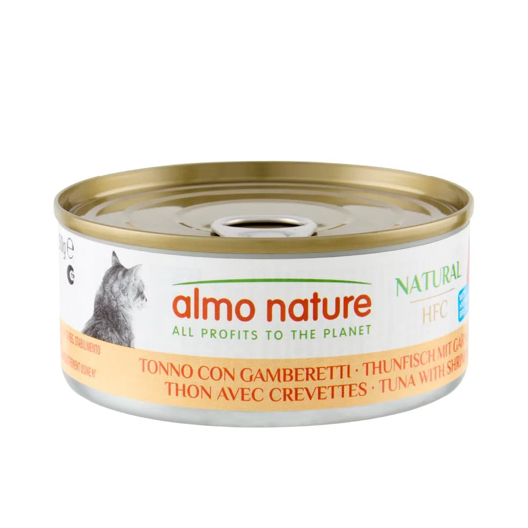 almo nature HFC Natural con atún y camarón - Comida húmeda para Gatos Adultos: 24 latas de 150 g