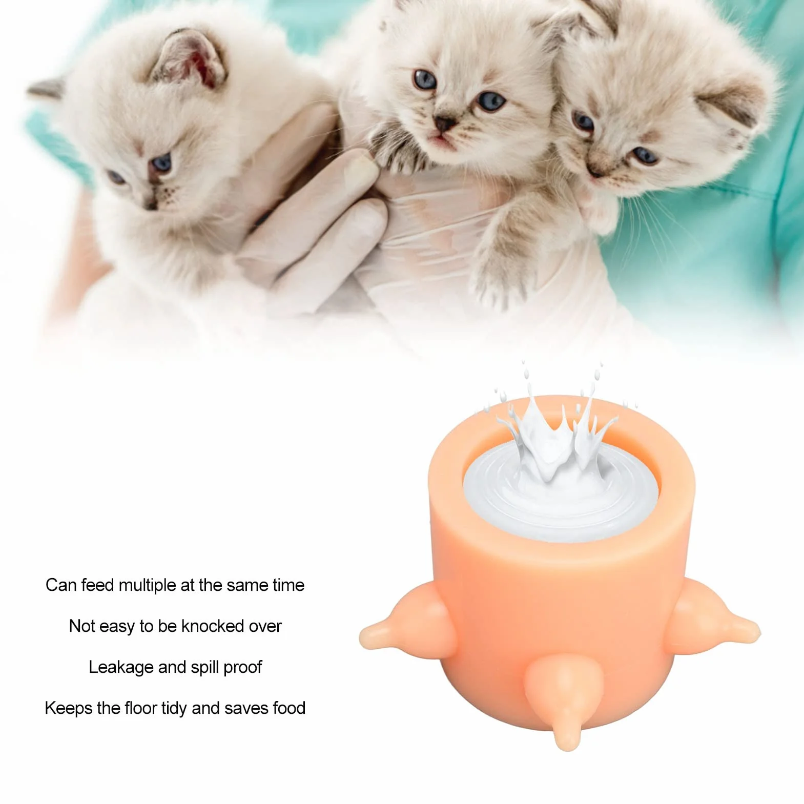 Alimentador de Leche para Cachorros y Gatitos, Simulación de Silicona, Pezón Múltiple, Tazón de Lactancia para Mascotas Pequeñas