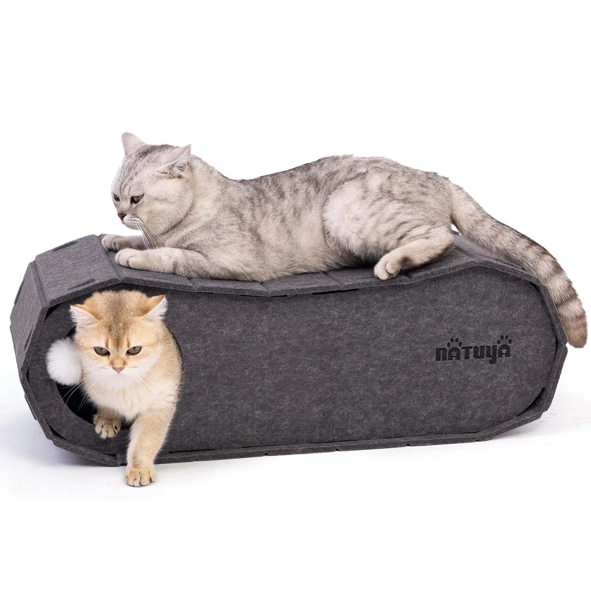 NATUYA Casa para gatos de fieltro, cueva para gatos, de fieltro estable, fácil de limpiar, plegable (70 x 29 x 24 cm, gris)