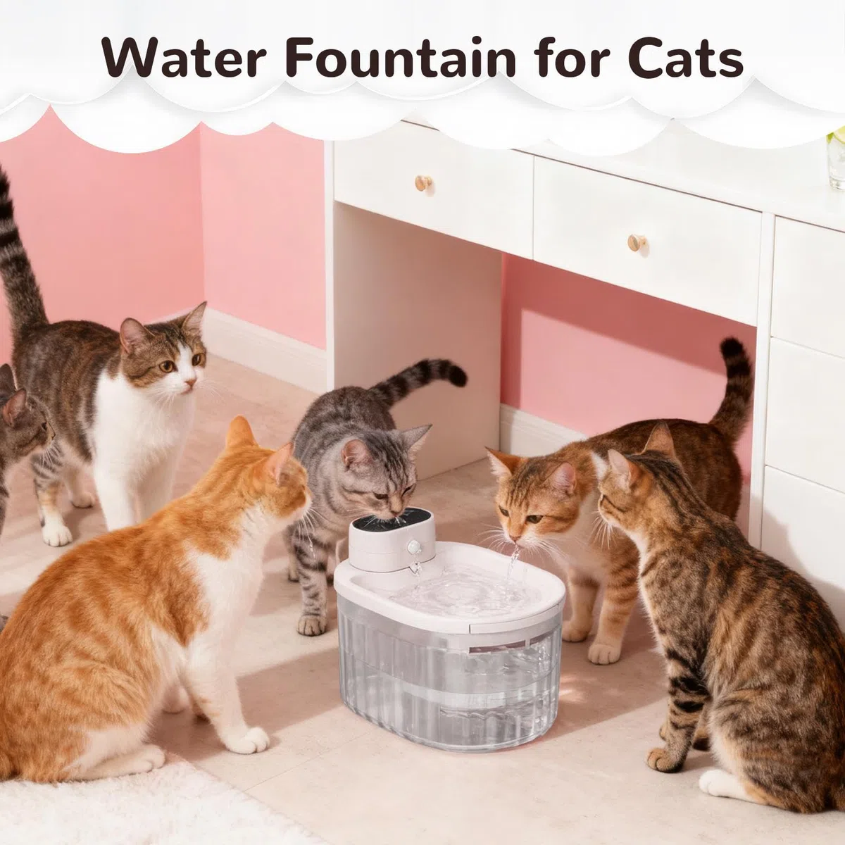 Fuente de Agua para Mascotas Bebedero Automático Silencioso Recargable 3L