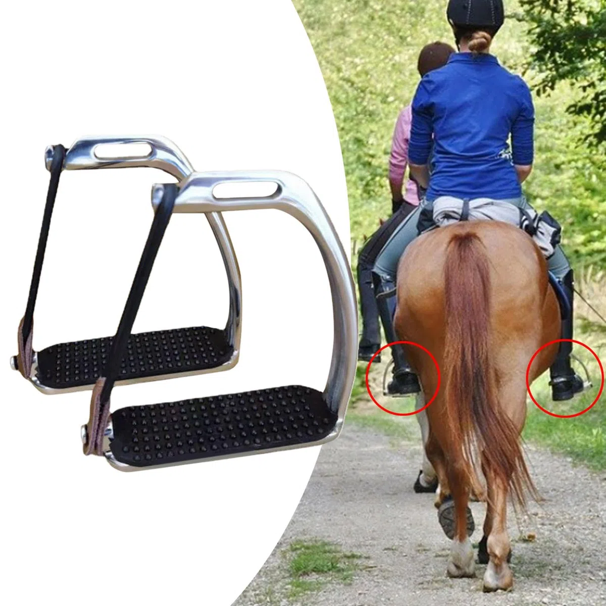 Milageto Estribos para Montar, Silla de Montar de protección, Almohadilla de Goma, Manguera, Silla de Montar en inglés para Exteriores, Suministros