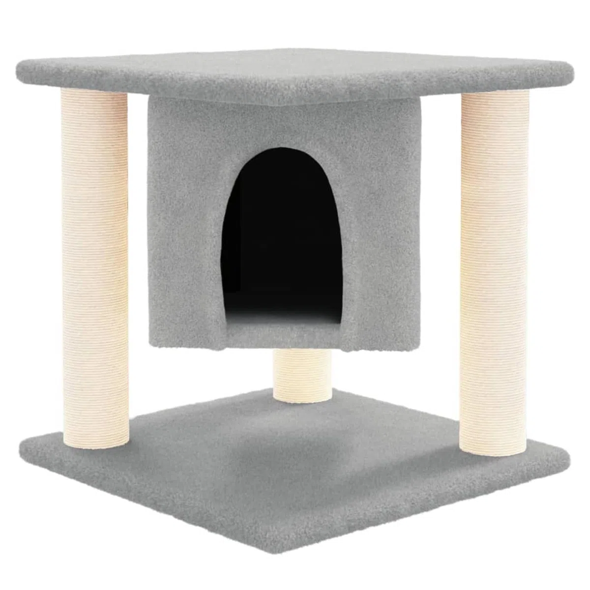 ZEYUAN Rascador para Gatos con Postes de sisal, Rascador Gato, Arbol Rascador para Gatos, Gatos Accesorios, Torre Gatos, Arranhador para Gatos, Casa para Gatos, Gris Claro 37 cm