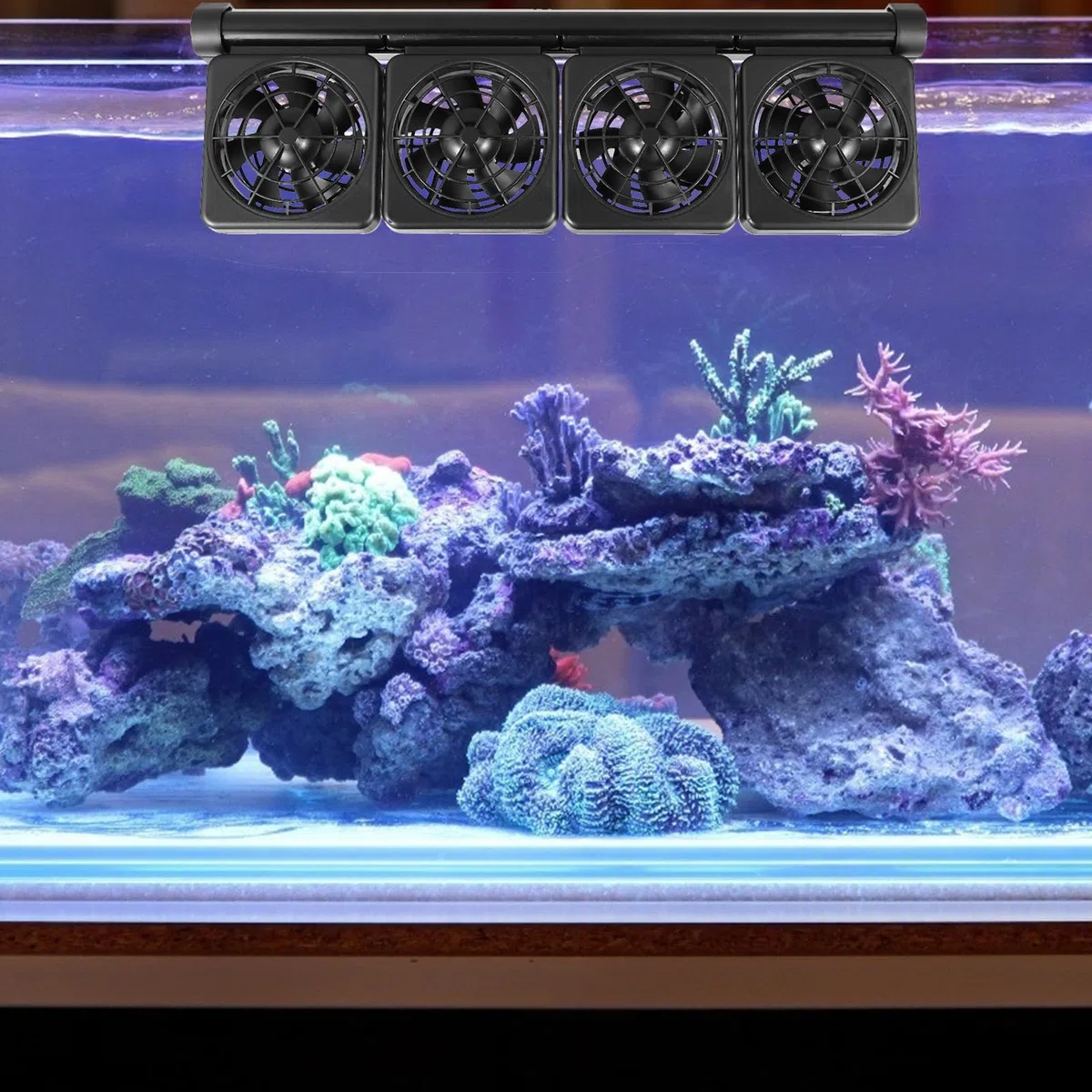 LIFKOME Ventilador Enfriador Ajustable para Acuario de Agua Dulce y Salada Sistema de Enfriamiento de 4 Cabezales y Decoracion Verano para Peceras