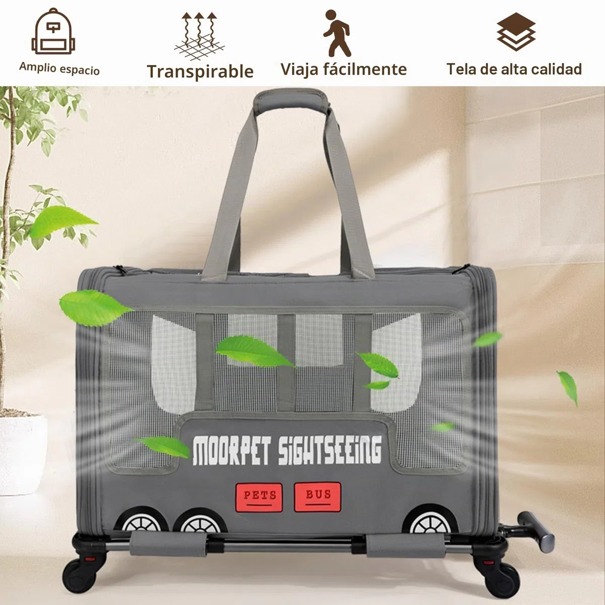 Galatée Cochecito para Mascotas, Bolsa De Viaje para Perros con Ruedas Extraíbles, Bolsa De Transporte Portátil para Gatos, Bolsa Plegable para Perros para Viajes, Camping y Exteriores(Negro)