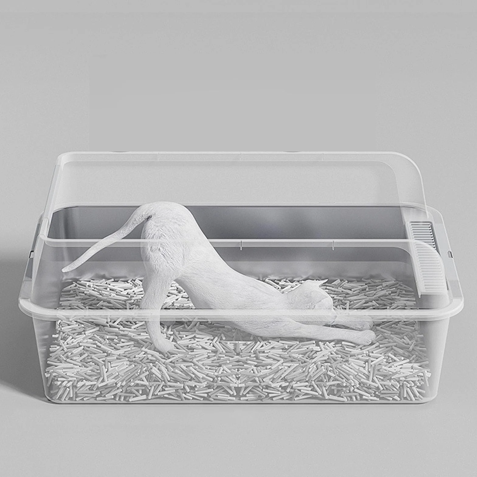 Caja de arena cerrada de acero inoxidable, caja de arena para gatos de cara alta con tapa, espacioso diseño semicerrado para gatos grandes, sin olor y fácil de limpiar (grande: aprox.