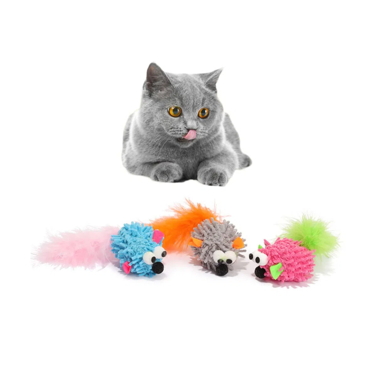 Happyyami 15piezas Juguetes para Gatos Ratones De Peluche Interactivos Juguetes para Masticar Kittens Accesorios Divertidos para Aliviar El Aburrimiento De Mascotas