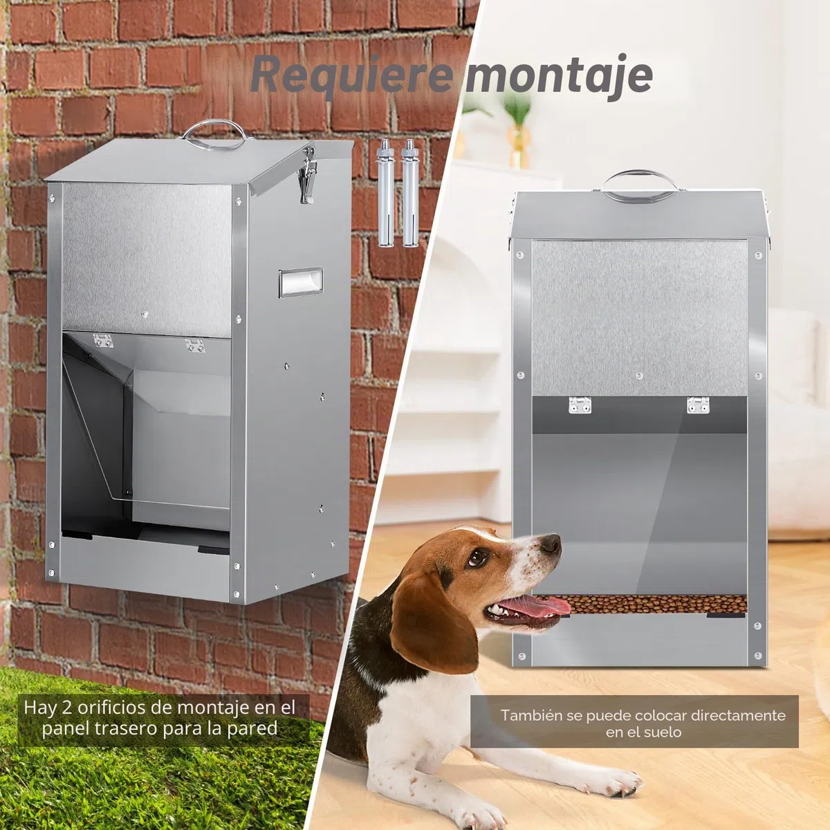 Comedero AutomáTico para Perros, Comedero por Gravedad para Perros de Raza Grande 11Kg Gran Capacidad de Acero Inoxidable Alimentador AutomáTico por Gravedad para Gatos