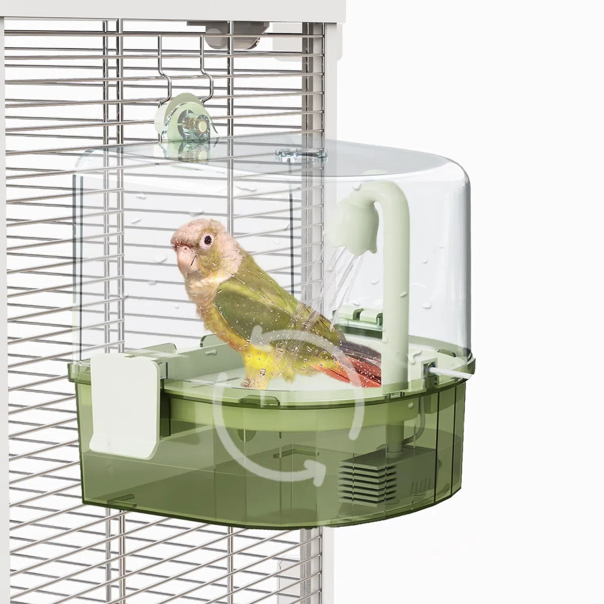Baños automáticos para jaula, baño de periquitos interior con bomba, ducha para pájaros con 2 modos de agua corriente, accesorio de jaula para pájaros para mascotas, pájaros, conure
