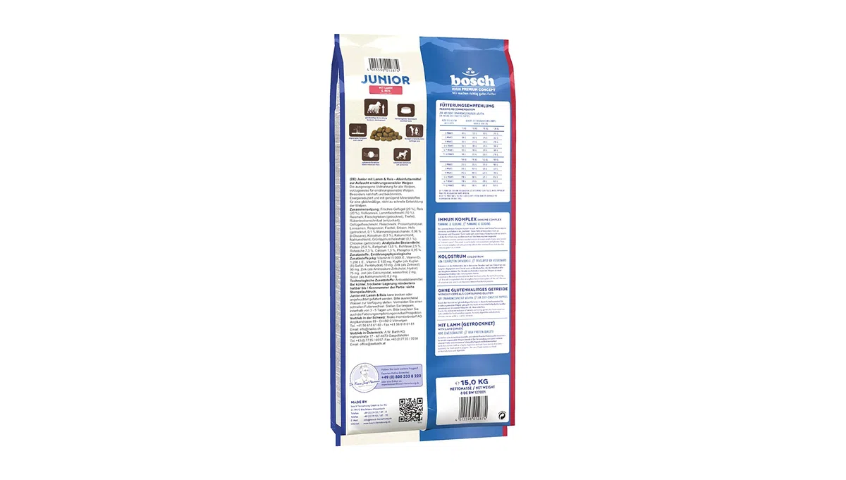 bosch HPC Junior con cordero y arroz | Alimento seco para la cría de cachorros nutricionalmente sensibles | 1 x 15 kg