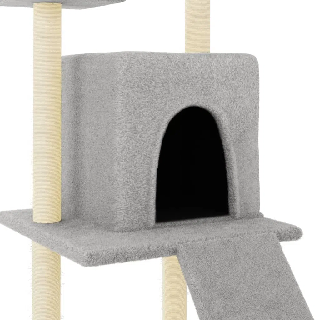 Rascador para Gatos con Postes de sisal Gris Claro 110 cm, ZEYUAN Rascador Gato, Arbol Rascador para Gatos, Gatos Accesorios, Torre Gatos, Arranhador para Gatos, Casa para Gatos