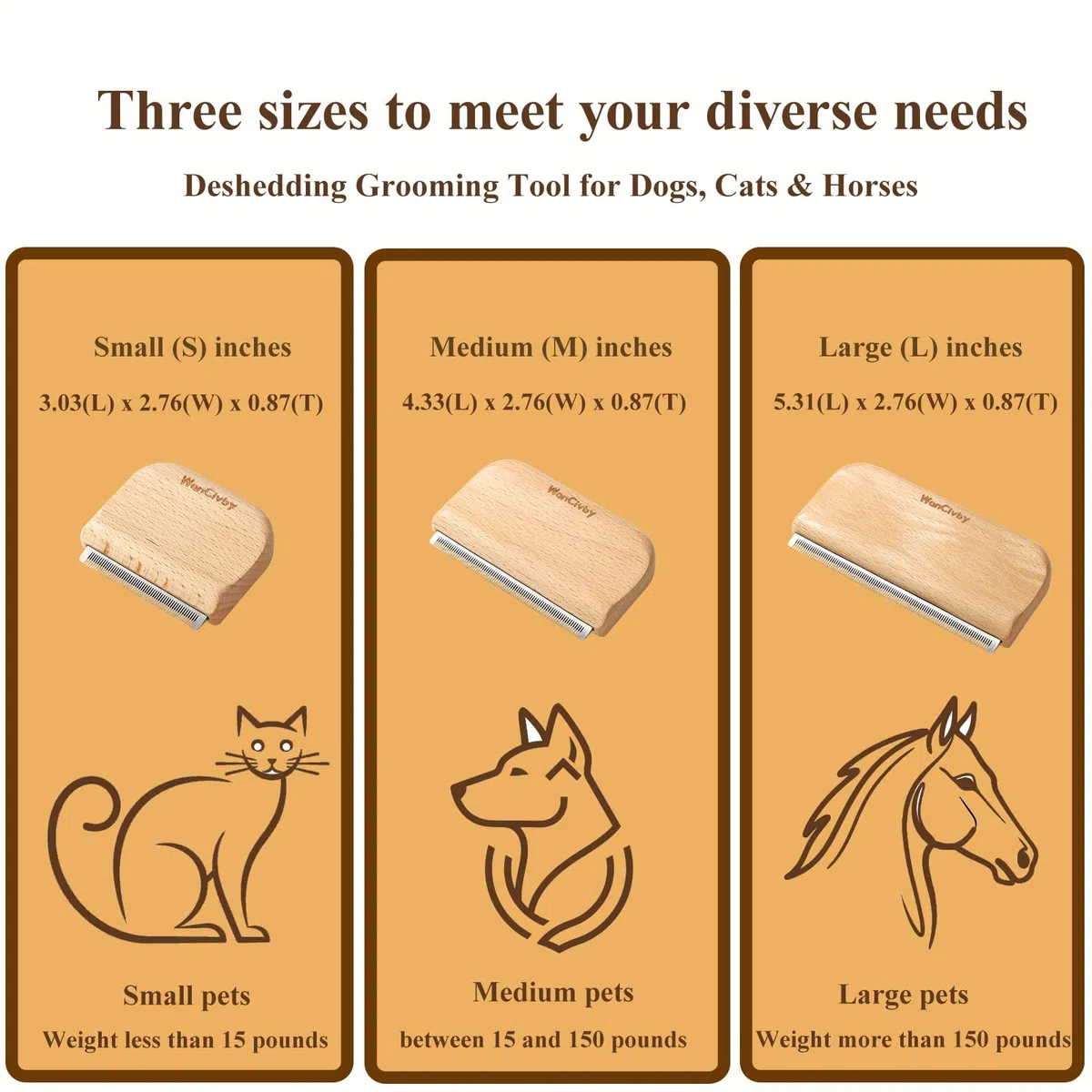 Rastrillo para perros, peine para desenredar gatos, herramienta para desenredar y desenredar eficazmente y pelar pelos para perros grandes, medianos y pequeños, peine para aseo premium (M 4.33