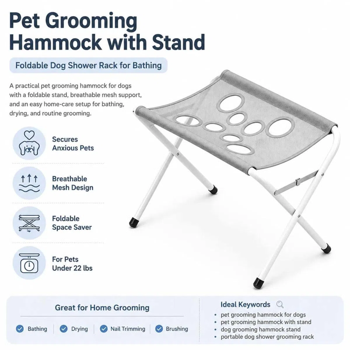 Silla para Bañar Perro Tela De Secado Rápido Cama Plegable 2 En 1 para El Aseo De Mascotas Estructura Sólida Soporte para BañO De Perros Recorte Diario De Uñas,Baños,Pink