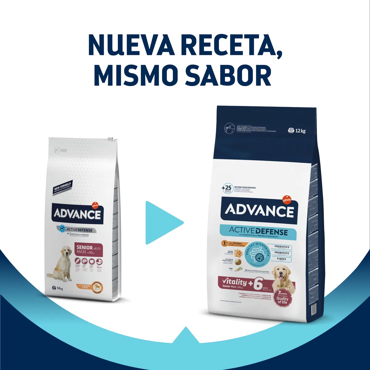 Advance Maxi Senior, Pienso para Perros Senior (+6 años) de Razas Grandes con Pollo, 12kg