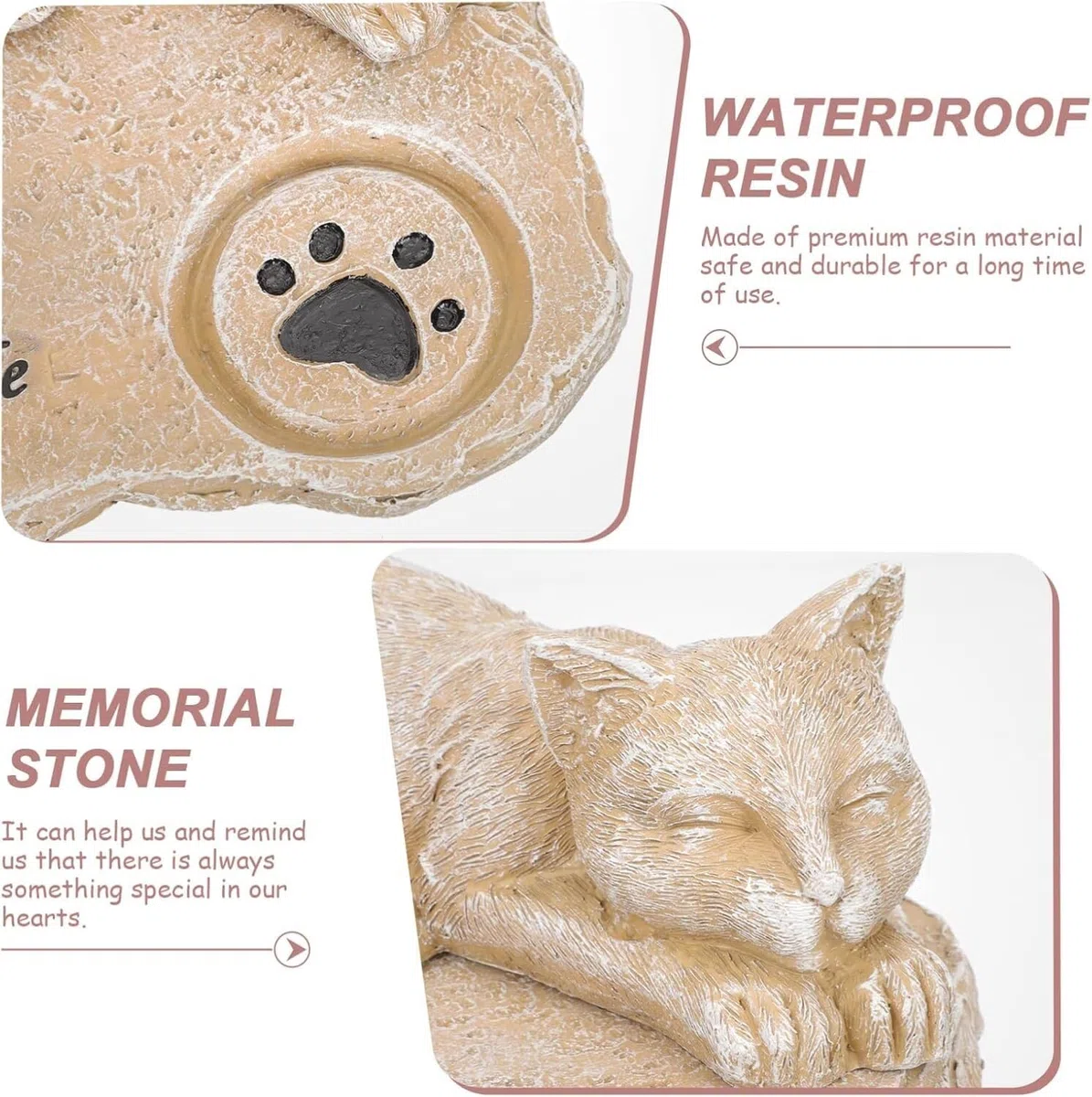 Lápida Conmemorativa de la Estatua del Animal doméstico del ángel del Gato del Animal doméstico de la Resina(Light Yellow)