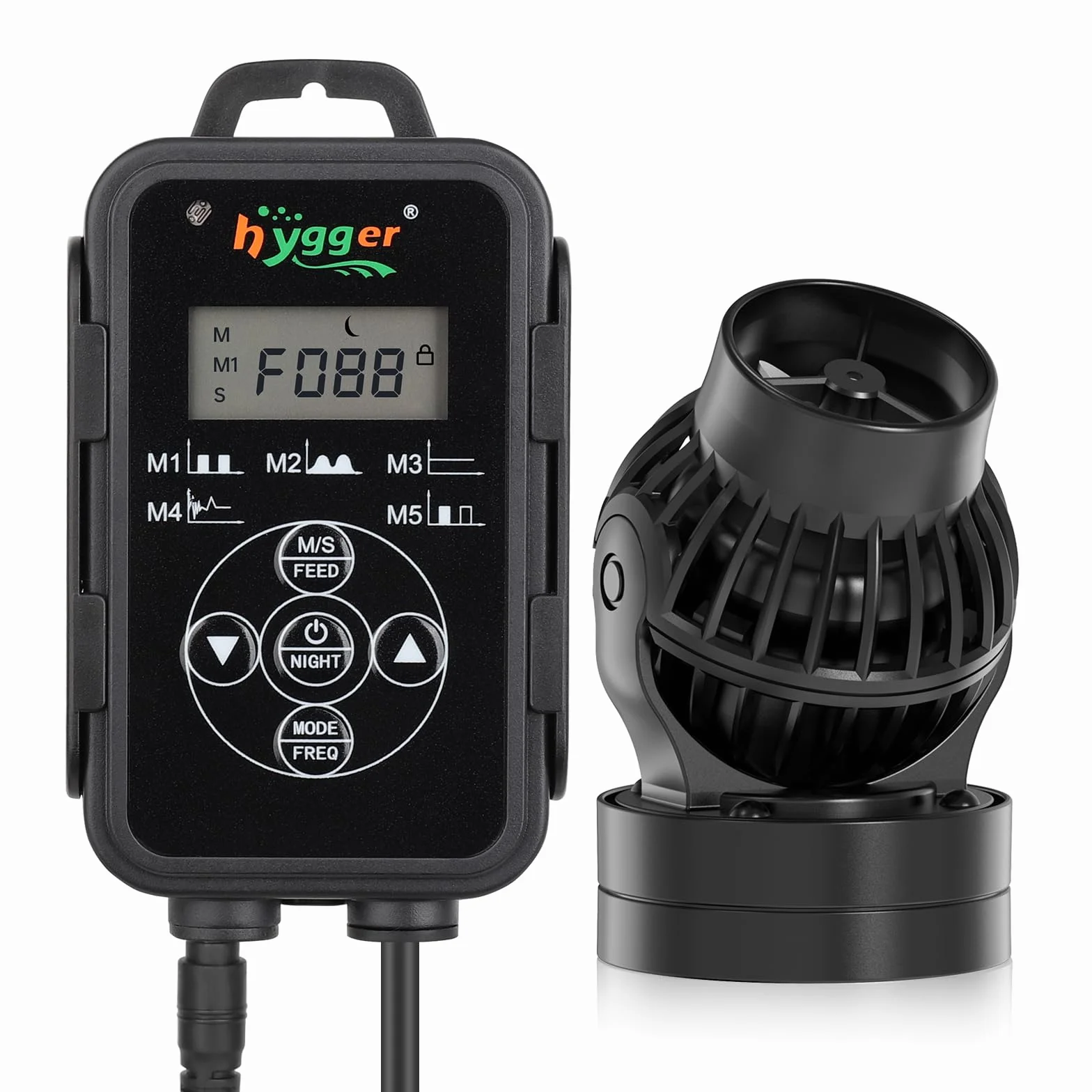 Hygger Bomba de Circulación Acuario,6W Bomba de Flujo para Acuario con Magnético Potencia Cabezal,5670LPH Wave Maker Aquarium con Externo Controlador for 75-380L Freshwater and Marine Reef Aquariums