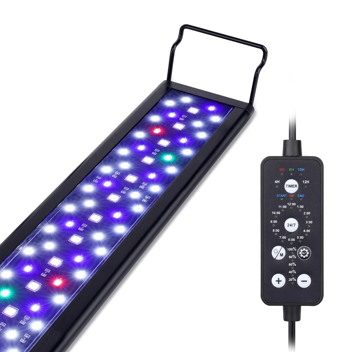 hygger Iluminación Led para Acuario,48W Luz Acuario Plantado, Fish Tank Light de Peces de Brillo Ajustable con 5 Timmer Configuraciones de 120-132cm Tanks