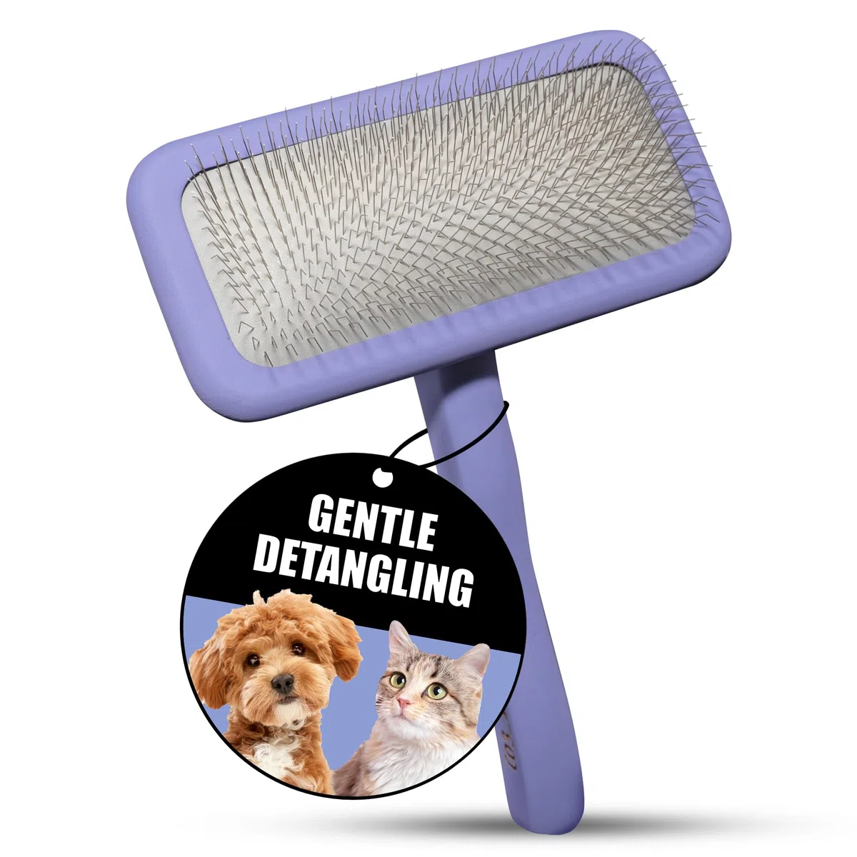 Tauro Pro Line Deshedding Cepillo Madera Perro y Gato, Grande (L), Morado | Elimina nudos y desenreda, para pelajes medios y largos, Almohadilla flexible, Ideal para retrievers y Maine Coons