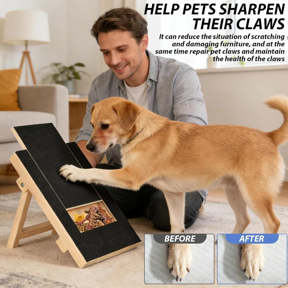 Tabla Rascadora De Uñas Con Para Perros Actividad Interactiva De Madera Con